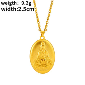 18K Plated Guanyin Bodhisattva Pendant Necklace for Men