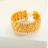 24K Plated Sun Flower & Heart Bracelet Bridal Women Jewelry
