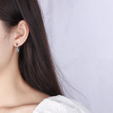 925 Silver CZ Stud Earrings, Luminous Cubic Zirconia, Round Circle Design