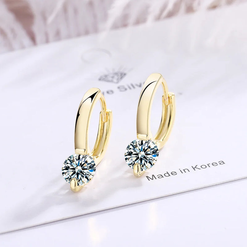 925 Silver CZ Stud Earrings, Luminous Cubic Zirconia, Round Circle Design