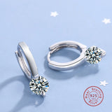 925 Silver CZ Stud Earrings, Luminous Cubic Zirconia, Round Circle Design