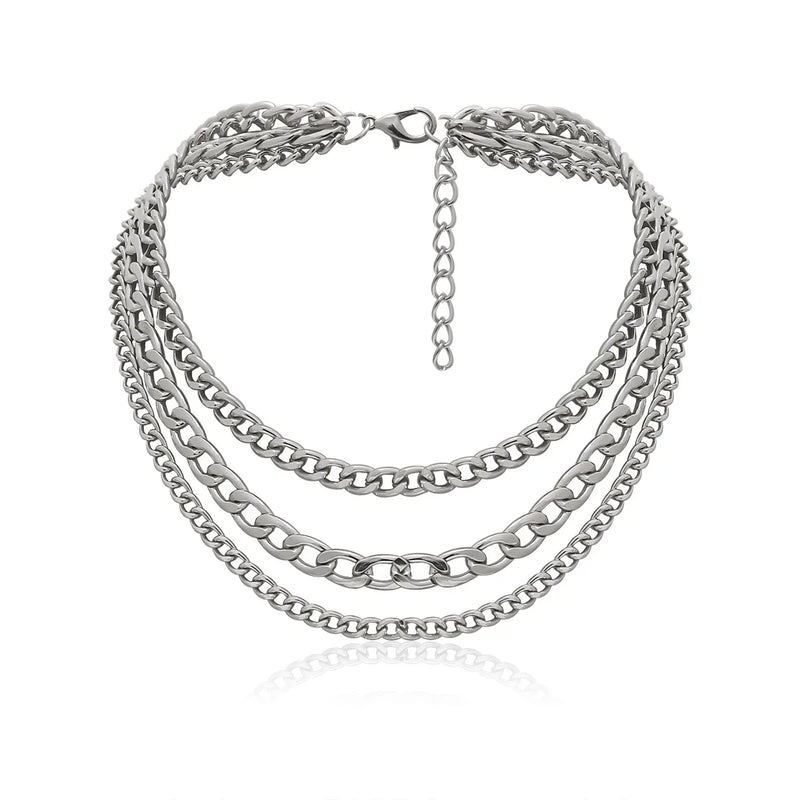 3 Layer Necklace Clavicle Chain Alloy Jewelry 2 Colors
