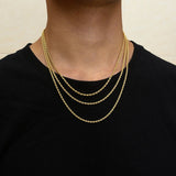 3MM Rope Chain Necklace Stainless Steel Men Women Necklace Jewelry