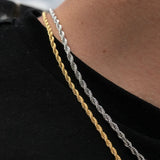 3MM Rope Chain Necklace Stainless Steel Men Women Necklace Jewelry