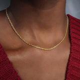 3MM Rope Chain Necklace Stainless Steel Men Women Necklace Jewelry