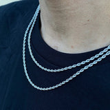 3MM Rope Chain Necklace Stainless Steel Men Women Necklace Jewelry