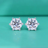 3ct D Moissanite Stud Earrings 925 Silver Platinum 6 Prong