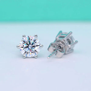 3ct D Moissanite Stud Earrings 925 Silver Platinum 6 Prong