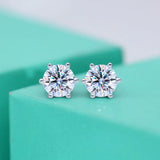3ct D Moissanite Stud Earrings 925 Silver Platinum 6 Prong