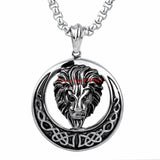316L Stainless Steel Round Lion Silver Pendant Necklace