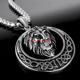 316L Stainless Steel Round Lion Silver Pendant Necklace