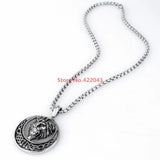 316L Stainless Steel Round Lion Silver Pendant Necklace