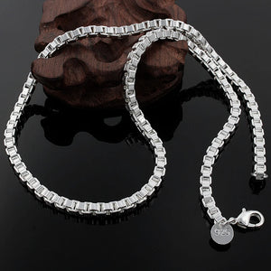 925 Silver Box Chain Necklace Charm Jewelry Party Christmas