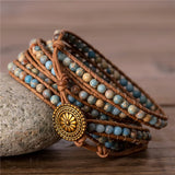 Classic 4mm Jaspers Beads Leather Wrap Bracelet