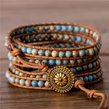 Classic 4mm Jaspers Beads Leather Wrap Bracelet