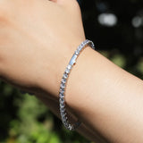 4mm Zircon Hiphop Tennis Chain Bracelet CZ Iced Out Silver Bangle