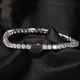 4mm Zircon Hiphop Tennis Chain Bracelet CZ Iced Out Silver Bangle