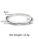 4mm Zircon Hiphop Tennis Chain Bracelet CZ Iced Out Silver Bangle