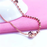 Classic 585 Purple Beads Bracelet 14K Rose Plated Jewelry Gift