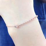 Purple Beads Bracelet 14K Rose Plated Jewelry Gift