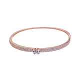 Purple Crystal Bracelet 14K Rose Gold Plated Charm Bangle Wedding Jewelry