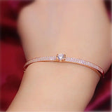 Purple Crystal Bracelet 14K Rose Gold Plated Charm Bangle Wedding Jewelry