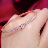 585 Purple Light Plated 14K Rose Crystal Bracelet for Women