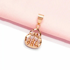 14K Rose Plated Gourd Abacus Pendant Necklace