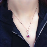 Classic 585 Purple Plated 14K Rose Chain Ruby Necklace Dinner Wedding Jewelry