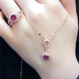 Classic 585 Purple Plated 14K Rose Chain Ruby Necklace Dinner Wedding Jewelry