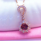 Classic 585 Purple Plated 14K Rose Chain Ruby Necklace Dinner Wedding Jewelry