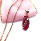 585 Purple Plated 14K Rose Ruby Oval Pendant Necklace