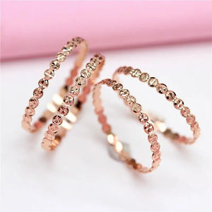 Purple Plated 14K Rose Gypsophila Stacked Rings For Women