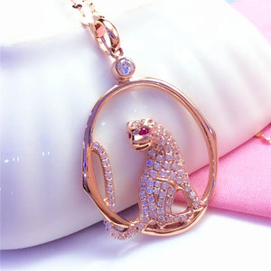Geometric Inlaid Crystal Pendant Necklace 14k Rose Plated Charm Jewelry