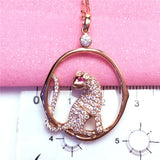 Geometric Inlaid Crystal Pendant Necklace 14k Rose Plated Charm Jewelry