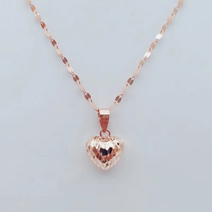 14K Rose Gold Purple Heart Pendant Necklace