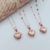 14K Rose Gold Purple Heart Pendant Necklace