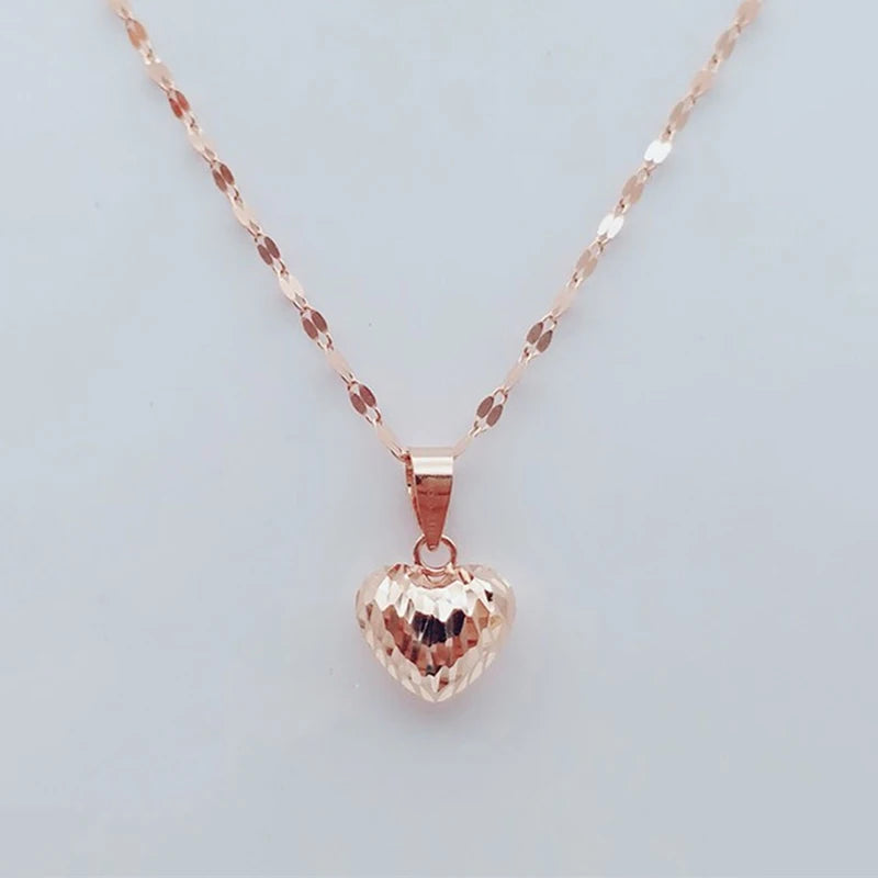 14K Rose Gold Purple Heart Pendant Necklace