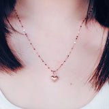 14K Rose Gold Purple Heart Pendant Necklace