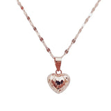 14K Rose Gold Purple Heart Pendant Necklace