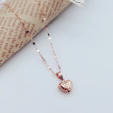 14K Rose Gold Purple Heart Pendant Necklace