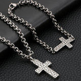 5MM Chain Link & Cross Bracelet Stainless Steel Pendant Necklace Men