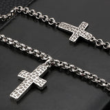5MM Chain Link & Cross Bracelet Stainless Steel Pendant Necklace Men