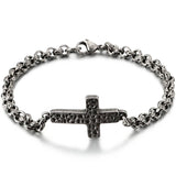 5MM Chain Link & Cross Bracelet Stainless Steel Pendant Necklace Men