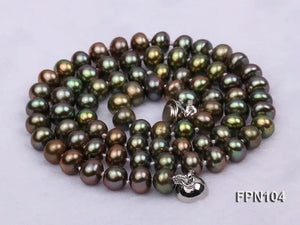 Peacock Green Flat Cultured Freshwater Pearl Necklace