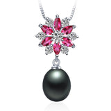 Classic Red Zircons Pendant 925 Sterling Silver Jewelry Women
