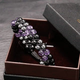 6mm Purple Crystal Bead Protection Bracelet for Women & Men