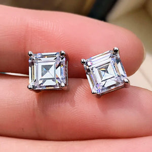 7MM Square Moissanite Stud Earrings 925 Sterling Silver Wedding Jewelry