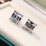 7MM Square Moissanite Stud Earrings 925 Sterling Silver Wedding Jewelry