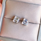7MM Square Moissanite Stud Earrings 925 Sterling Silver Wedding Jewelry